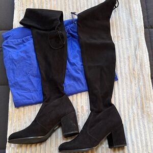 Stuart Weitzman Yulianaland 60MM Black Suede Leather Over-The-Knee Boots